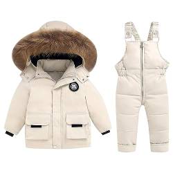 kosopse Kinder Trainingsanzug Kleinkind Winter Kind Mädchen Und Jungen Einfarbig Schneeanzug Schnee Hosen Und Jacken Kleidung Mantel Denim Jack (White, 3-4 Years) von kosopse