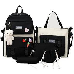 Kinderrucksack-Set für die Schule – 5-in-1 Schulrucksack-Kombination, niedliche Schultasche mit Handtasche, Bleistiftbeutel, Anhängertasche, Münzgeldbörse von kot-au