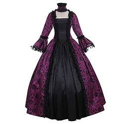 WFRAU Damen Mittelalter Kleid Gothic Kleidung Damen Kleider Steampunk Vintage Renaissance Adels Palast Prinzessin Maxikleid Kleid Elegant Frauen Festlich Gothic für Hochzeit Karneval Fasching Party von kowaku