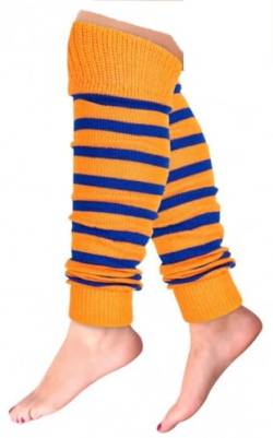krautwear® Damen Beinwärmer Stulpen Legwarmers Overknees gestrickte Strümpfe 80er Jahre 1980er Jahre (1x orange-blau) von krautwear