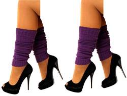 krautwear® Damen Beinwärmer Stulpen Legwarmers Overknees gestrickte Strümpfe 80er Jahre 1980er Jahre (2x violett) von krautwear