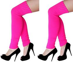 krautwear® Damen Beinwärmer Stulpen Legwarmers Overknees gestrickte Strümpfe ca. 70cm 80er Jahre 1980er Jahre (2x pink) von krautwear