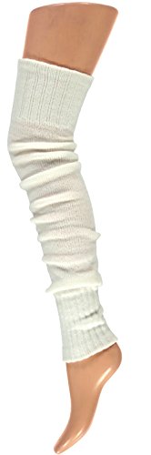 krautwear® Damen Beinwärmer Stulpen Legwarmers Overknees gestrickte Strümpfe ca. 70cm 80er Jahre 1980er Jahre (weiss) von krautwear