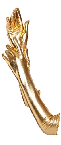 krautwear® Damen Finger Handschuhe Glitzer Metallic ca. 44 cm Lang Gold Silber (BL9127-gold) von krautwear