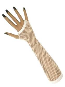 krautwear® Damen Fingerlose Netzhandschuhe Handstulpen Handschuhe lang (Weiss) von krautwear
