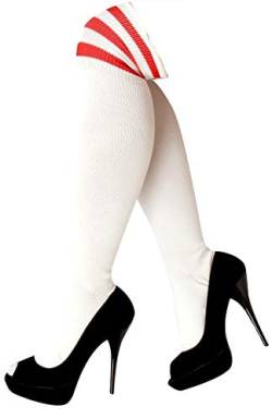 krautwear® Damen Mädchen Kinder Cheerleader Kniestrümpfe Gestreift mit 3 Streifen Gestreifte Overknees Geringelte Strümpfe Socks bunt (w/r) von krautwear