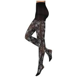 krautwear® Damen Strumpfhose Spinnennetz Fledermaus Spinnenweben-Muster, Hexen, Spinnen, Zubehör, Halloween Karneval Party Kostüm (Spiderweb-L-XL) von krautwear