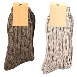 krautwear 2 Paar Weiche Wollsocken mit Alpaka für Damen und Herren Warme Socken Wintersocken bis Größe 50 (braun+grau-35-38) von krautwear