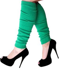 krautwear Damen Beinwärmer Stulpen Legwarmers Overknees gestrickte Strümpfe 80er Jahre 1980er Jahre, 1x Grün-dunkel, Einheitsgröße von krautwear