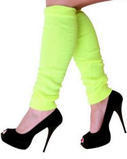 krautwear Damen Beinwärmer Stulpen Legwarmers Overknees gestrickte Strümpfe 80er Jahre 1980er Jahre, 1xgelb, Einheitsgröße von krautwear