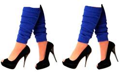krautwear Damen Beinwärmer Stulpen Legwarmers Overknees gestrickte Strümpfe 80er Jahre 1980er Jahre, 2xblau, Einheitsgröße von krautwear