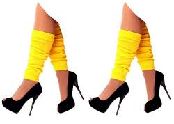krautwear Damen Beinwärmer Stulpen Legwarmers Overknees gestrickte Strümpfe 80er Jahre 1980er Jahre, 2xgelb, Einheitsgröße von krautwear
