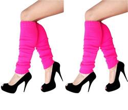 krautwear Damen Beinwärmer Stulpen Legwarmers Overknees gestrickte Strümpfe 80er Jahre 1980er Jahre, 2xpink, Einheitsgröße von krautwear