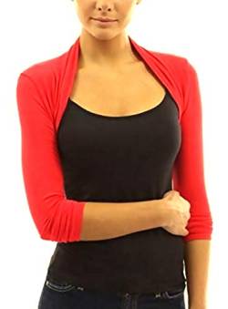 krautwear Damen Bolero Langarm Stola Bolerojacke Hochzeit Festlich Einfarbig schwarz grau rosa Navy (Coral) von krautwear