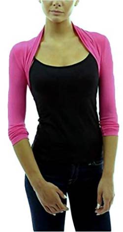 krautwear Damen Bolero Langarm Stola Bolerojacke Hochzeit Festlich Einfarbig schwarz grau rosa Navy (Pink) von krautwear