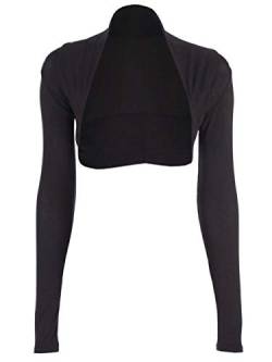 krautwear Damen Bolero Langarm Stola Bolerojacke Hochzeit Festlich Einfarbig schwarz grau rosa Navy (schwarz) von krautwear