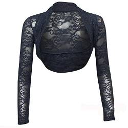 krautwear Damen Bolero Langarm Stola Bolerojacke Hochzeit Festlich Spitze schwarz weiß rot beige blau pink von krautwear