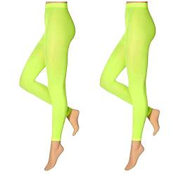 krautwear Damen Mädchen Leggins Leggings 60 den Karneval Fasching Kostüm rot blau rot neon rosa grün (Neon Gelb, 2X S/M) von krautwear