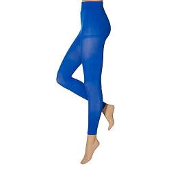 krautwear Damen Mädchen Leggins Leggings 60 den Karneval Fasching Kostüm schwarz rot rosa blau (blau-LXL) von krautwear