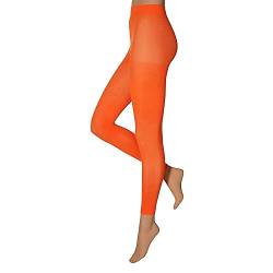 krautwear Damen Mädchen Leggins Leggings 60 den Karneval Fasching Kostüm schwarz rot rosa blau (orange-LXL) von krautwear