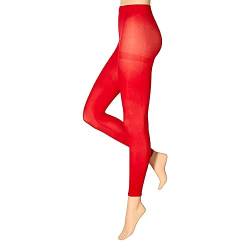 krautwear Damen Mädchen Leggins Leggings 60 den Karneval Fasching Kostüm schwarz rot rosa blau (rot-LXL) von krautwear