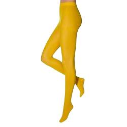 krautwear Damen Mädchen Strumpfhose 60 Denier Karneval Fasching Sport Neon Farben (DE/NL/SE/PL, Alphanumerisch, S, M, Regular, Regular, NormalGelb) von krautwear