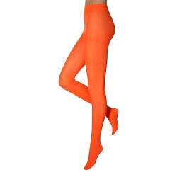 krautwear Damen Mädchen Strumpfhose 60 Denier Karneval Fasching Sport Neon Farben (NeonOrange-S-M) von krautwear