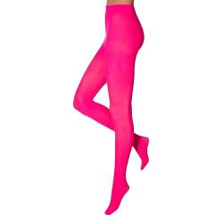 krautwear Damen Mädchen Strumpfhose 60 Denier Karneval Fasching Sport Neon Farben (Neonpink-L-XL) von krautwear