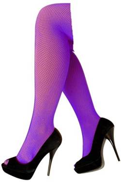 krautwear Damen Strumpfhose Netzstrumpfhose Kostüm Fasching Karneval 80er Einheitsgröße (Lila) von krautwear