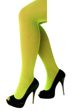 krautwear Damen Strumpfhose Netzstrumpfhose Kostüm Fasching Karneval 80er Einheitsgröße (neon grün) von krautwear