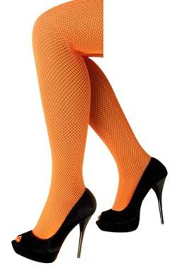 krautwear Damen Strumpfhose Netzstrumpfhose Kostüm Fasching Karneval 80er Einheitsgröße (neon orange) von krautwear