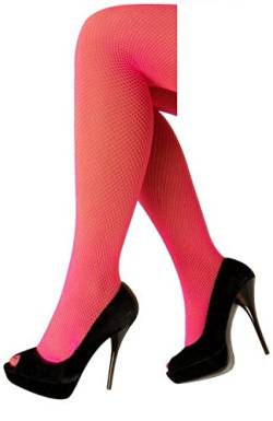 krautwear Damen Strumpfhose Netzstrumpfhose Kostüm Fasching Karneval 80er Einheitsgröße (neon rosa) von krautwear