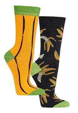 krautwear Herren Damen 2 Paar Bunt Gemusterte Sneaker Socken Strümpfe 30. Geburstag Papa Mama Geschenkideen (Banana, 36-41) von krautwear