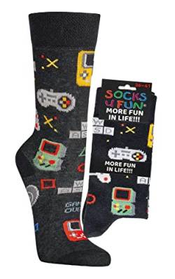 krautwear Herren Damen 2 Paar Bunt Gemusterte Sneaker Socken Strümpfe 30. Geburstag Papa Mama Geschenkideen (Gaming, 42-47) von krautwear