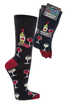 krautwear Herren Damen 2 Paar Lustige Bunte Gemusterte Fun Sneaker Socken Witzige Strümpfe Baumwolle (36-41, Wein) von krautwear