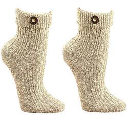 krautwear Herren Damen Trachtenstrümpfe Trachten Umschlag-Söckchen Socken mit Wolle Natur Beige Creme Handgekettelt Oktoberfest Karneval (2xnat-43-46) von krautwear