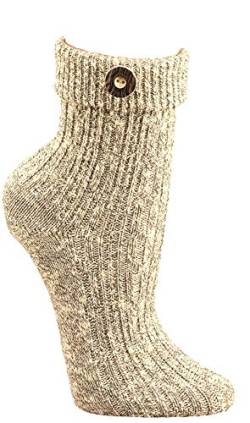 krautwear Herren Damen Trachtenstrümpfe Trachten Umschlag-Söckchen Socken mit Wolle Natur Beige Creme Handgekettelt Oktoberfest Karneval (nat-35-38) von krautwear