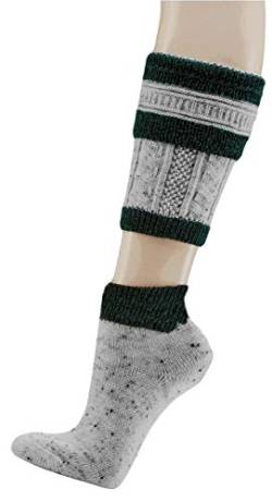 krautwear Herren Trachtenstrümpfe Trachtensocken Loferl 2tlg (Wadenwärmer + Socken) Tweedgarn mit 30% Wolle Wärmend Trachtenmode Oktoberfest Karneval (grgrü 35-38) von krautwear