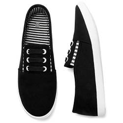 kufeiti Damen Canvas Slip On Schuhe Sneakers für Frauen Mode Bequem Weiß Schwarz Elastische Sneakers für Frauen, Schwarz (Balck), 38 EU von kufeiti