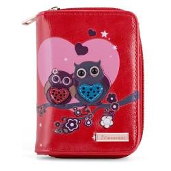 kukubird 37D Owl Couple In Love Pattern Large Medium Purse Clutch Wallet - RED von kukubird