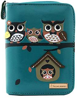 kukubird Owl Family Tree House Pattern Medium Damen Geldbörse Clutch Wallet, 1 blau, von kukubird