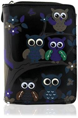 kukubird Owl's Cute Family in Tree Medium Wallet - Black von kukubird