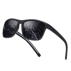 Polarisierte-Sonnenbrille-Herren-Damen-Sportbrille-Sonnenbrillen-Unisex-Klassische-Retro-Vintage-UV400-Schutz-Rechteckig-Schwarz-Sonnen brille-Sunglasses Men-Für Männer Outdoor Wandern Angeln,01 von kunchu