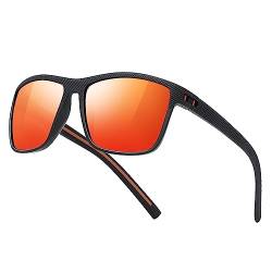Polarisierte-Sonnenbrille-Herren-Damen-Sportbrille-Sonnenbrillen-Unisex-Klassische-Retro-Vintage-UV400-Schutz-Rechteckig-Schwarz-Sonnen brille-Sunglasses Men-Für Männer Outdoor Wandern Angeln,04 von kunchu
