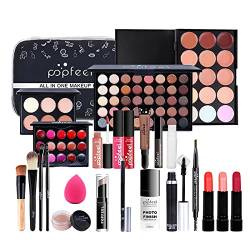 All-in-1-Make-up-Set – 24-teiliges Essential-Make-up-Start-Set Mit Kosmetiktasche, Professionelles Make-up-Set, Lidschatten, Textmarker, Lippenstift, Rouge, Pinsel, Mascara, Concealer von kupan