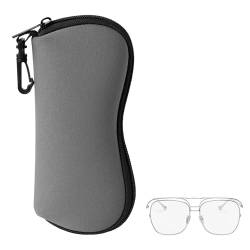 kwmobile Brillenetui aus Neopren in Grau - weiche Tasche für Brille oder Sonnenbrille - Etui Case mit Karabiner zum Anhängen von kwmobile