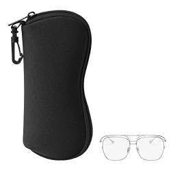 kwmobile Brillenetui aus Neopren in Schwarz - weiche Tasche für Brille oder Sonnenbrille - Etui Case mit Karabiner zum Anhängen von kwmobile