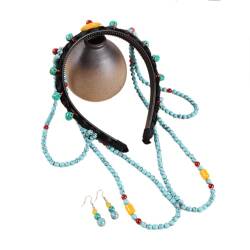 Ethnische Stirnbänder Mit Türkisfarbenen Stirnketten Dekoren Auffällige Stirnbänder Für Frauen Stirnband Für Hochzeit Party Tibetisches Stirnband von kwoifioy