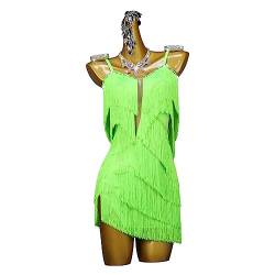 kzytamz Latein Tanz Performance Kleider Mit Fransen für Frauen Samba Kleid Tanzkleider+latein Latino Kleider Sexy Halfter (S,Green) von kzytamz