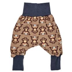 la.nunu Hose für Kinder - Affen Braun 50-56 - Kinderhose aus Baumwolle - Handarbeit - Baby Jungen Mädchen Pumphose Jogginghose Haremshose Mitwachshose von la.nunu